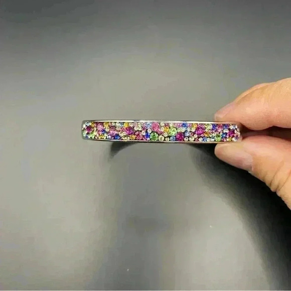 JCM Stainless Steel Multi Color Crystal Bangle Bracelet - Picture 4 of 12